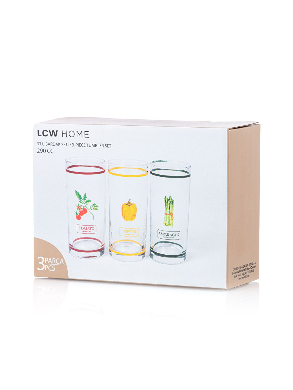 Karışık Baskılı Cam Bardak Seti 3'lü 290 ml-3