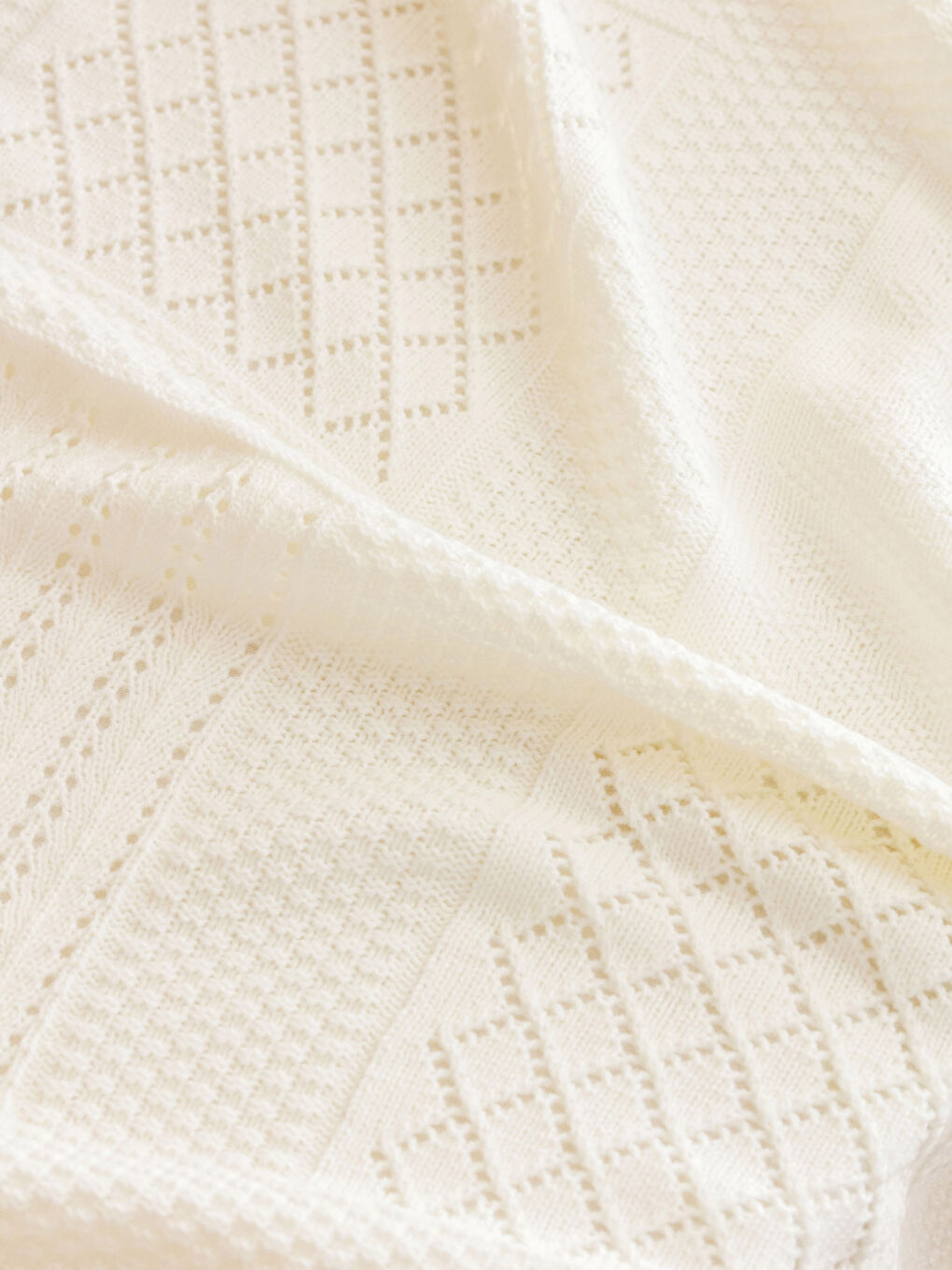 Beyaz Triko Bebek Battaniye 80x100 cm-1