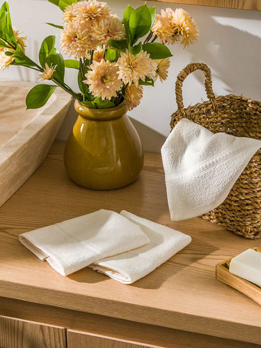 Plain Cotton Hand Towel 3 Pcs 30x30 Cm -S3FT28Z8-EEW