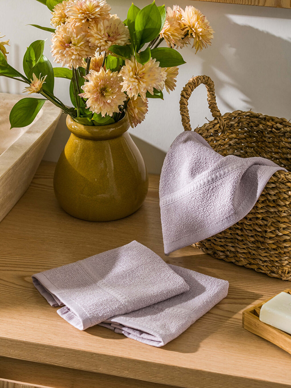 Mor Düz Pamuklu El Havlusu 3'lü 30x30 cm