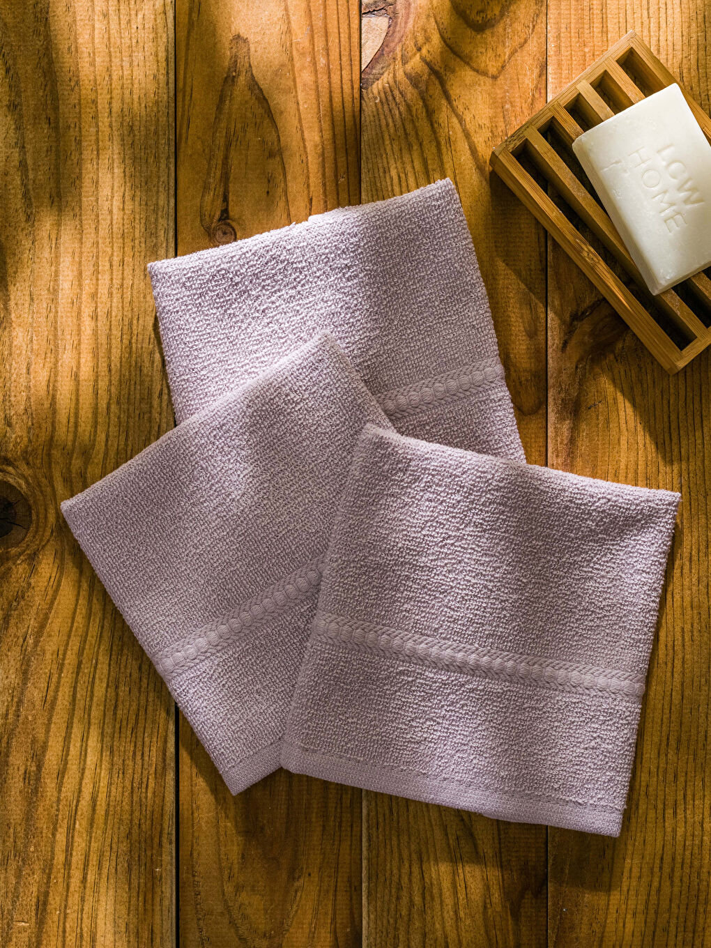 Mor Düz Pamuklu El Havlusu 3'lü 30x30 cm-2