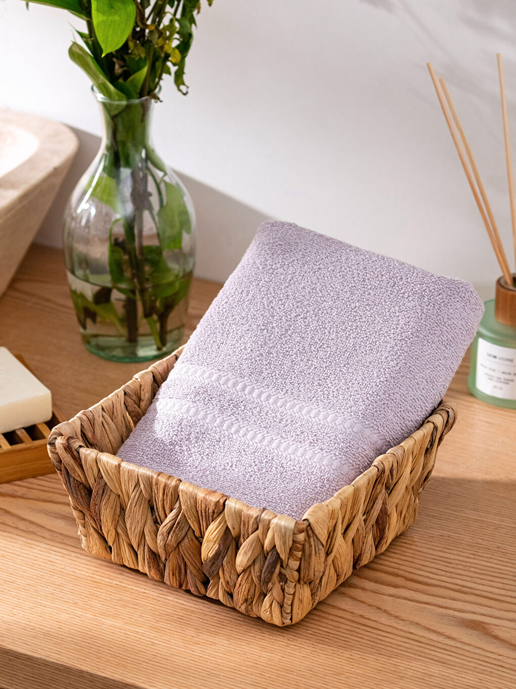 Mor Düz Pamuklu Yüz Havlusu 50x90 cm-1