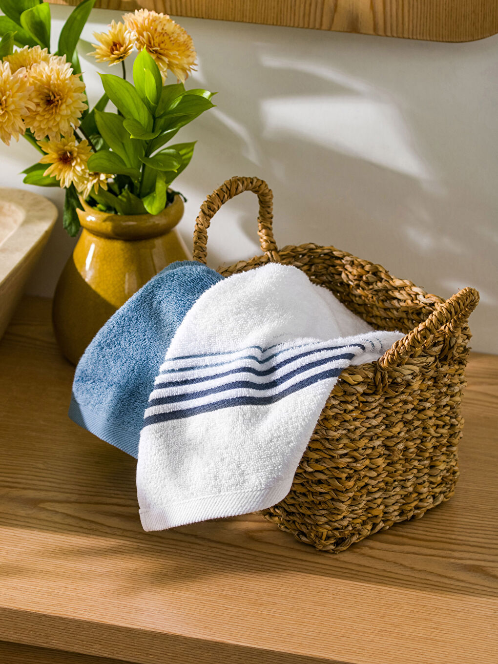 Prosop de mână vărgat din bumbac 2 bucăți 50x70 cm