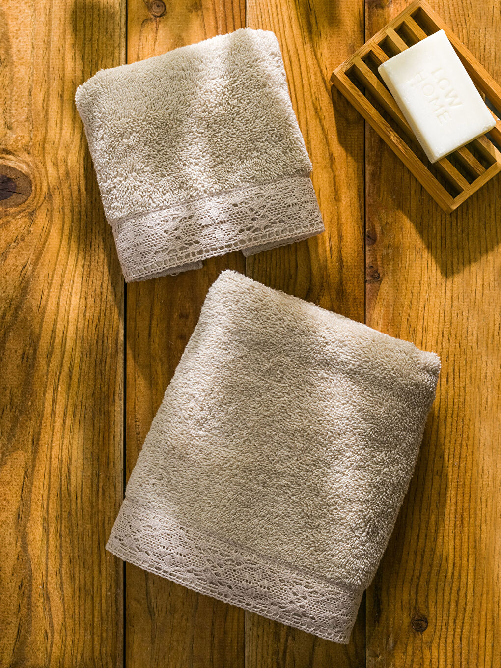 Lace Detailed Cotton Towel Set of 2 -S3FV58Z8-HZK