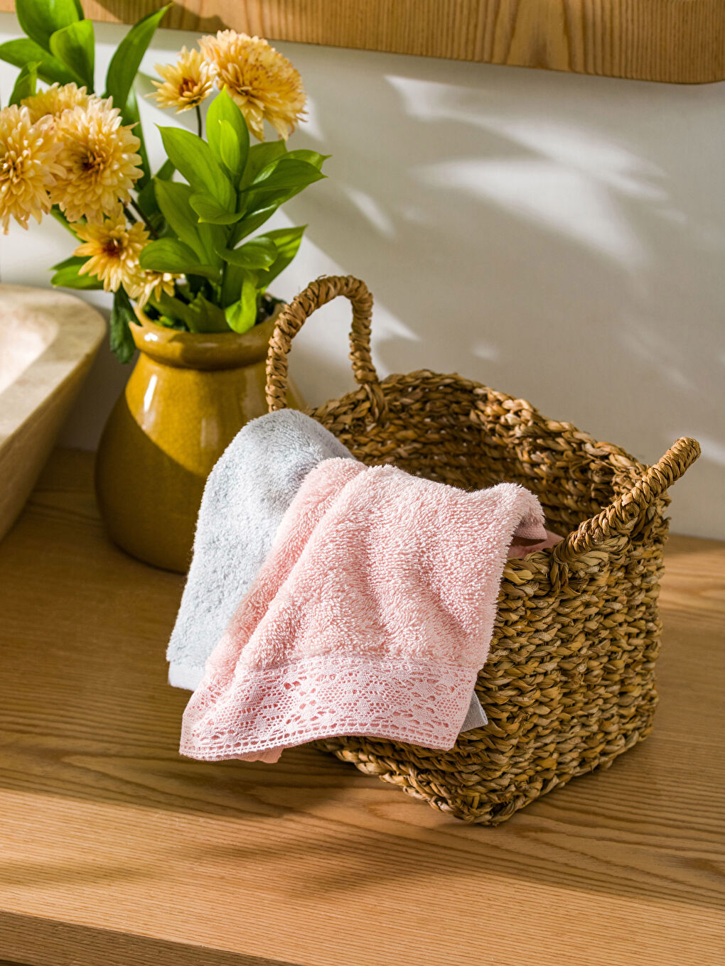 Lace Detail Cotton Hand Towel 2 Pack 30x50 Cm