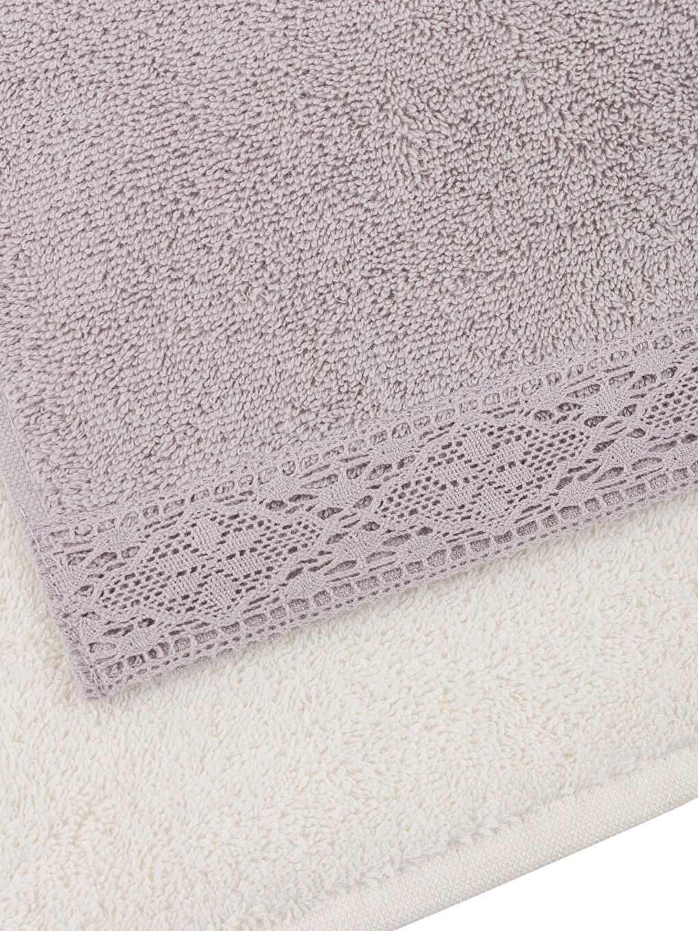 Pembe Dantel Detaylı Pamuklu El Havlusu 2'li 30x50 cm-3