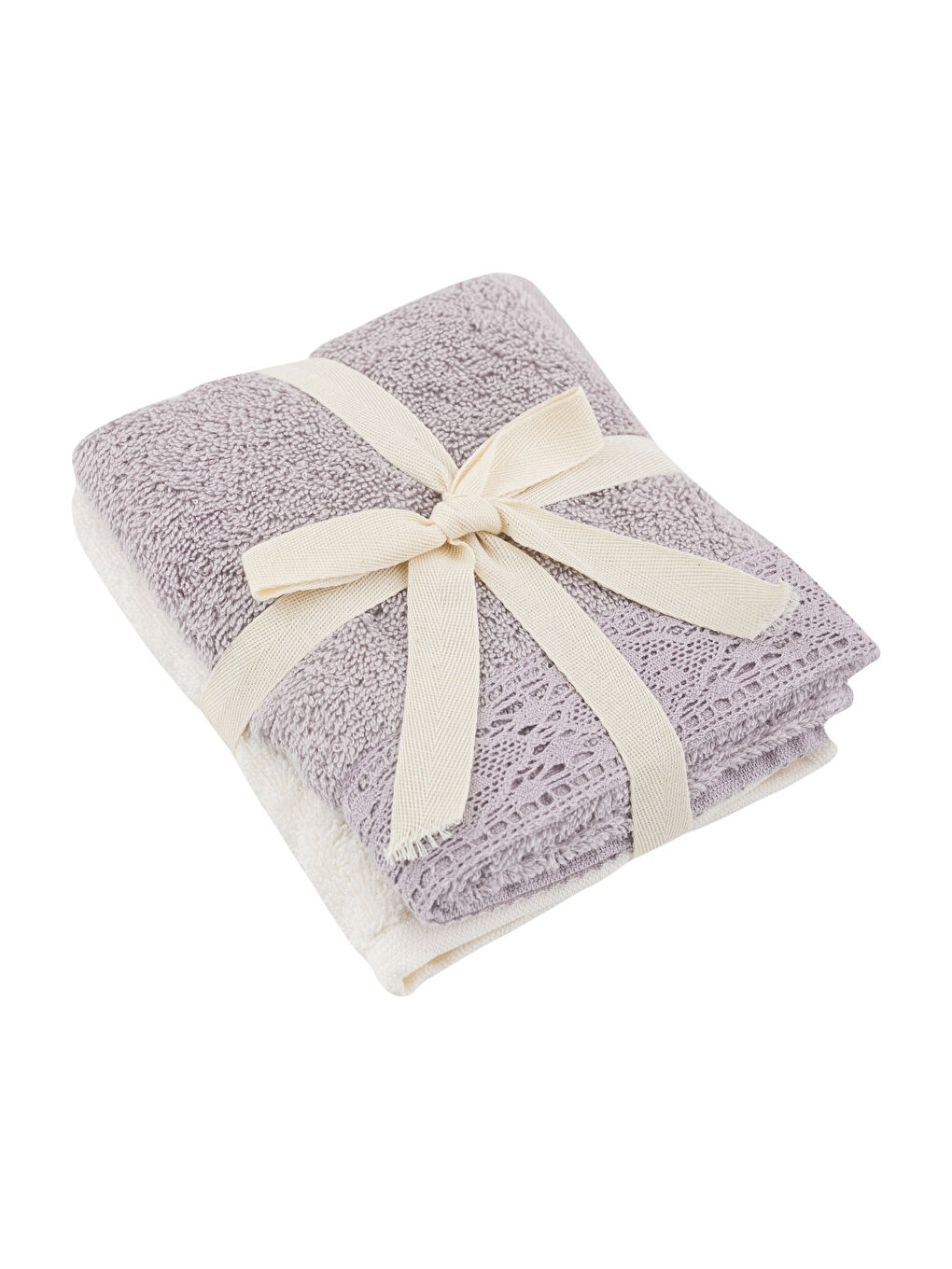 Pembe Dantel Detaylı Pamuklu El Havlusu 2'li 30x50 cm-4