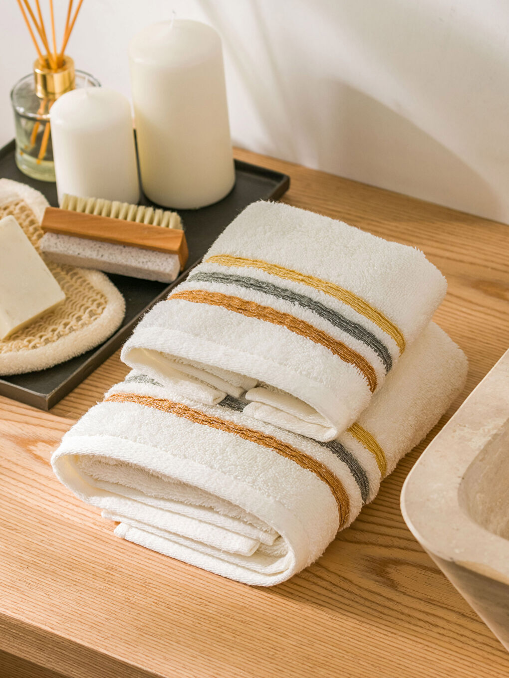 Striped Cotton Towel Set of 2