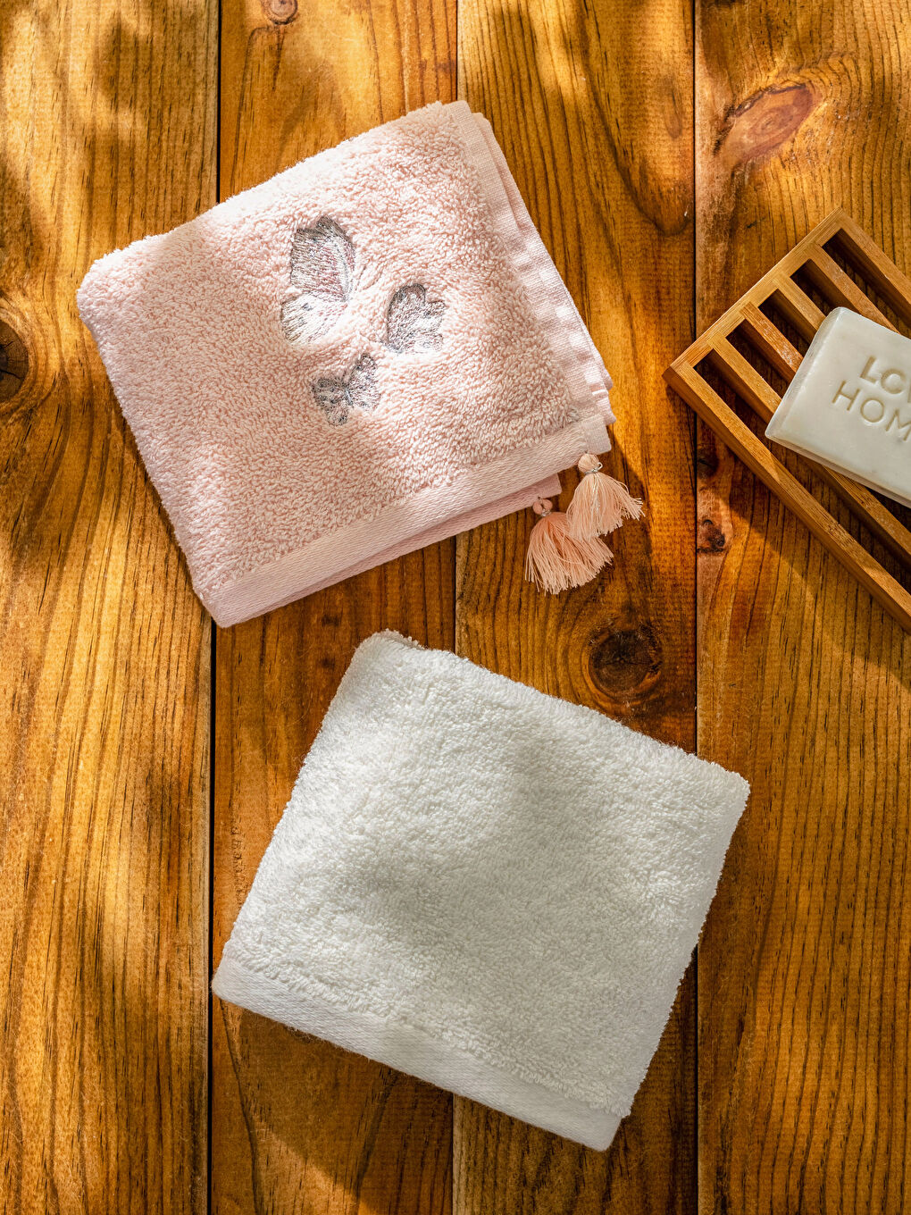 LCW HOME Tassel Detailed Embroidered Hand Towel Set of 2 -S3G047Z8-DRH