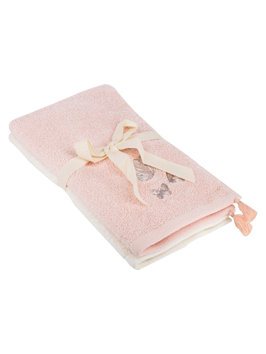 LCW HOME Tassel Detailed Embroidered Hand Towel Set of 2 -S3G047Z8-DRH