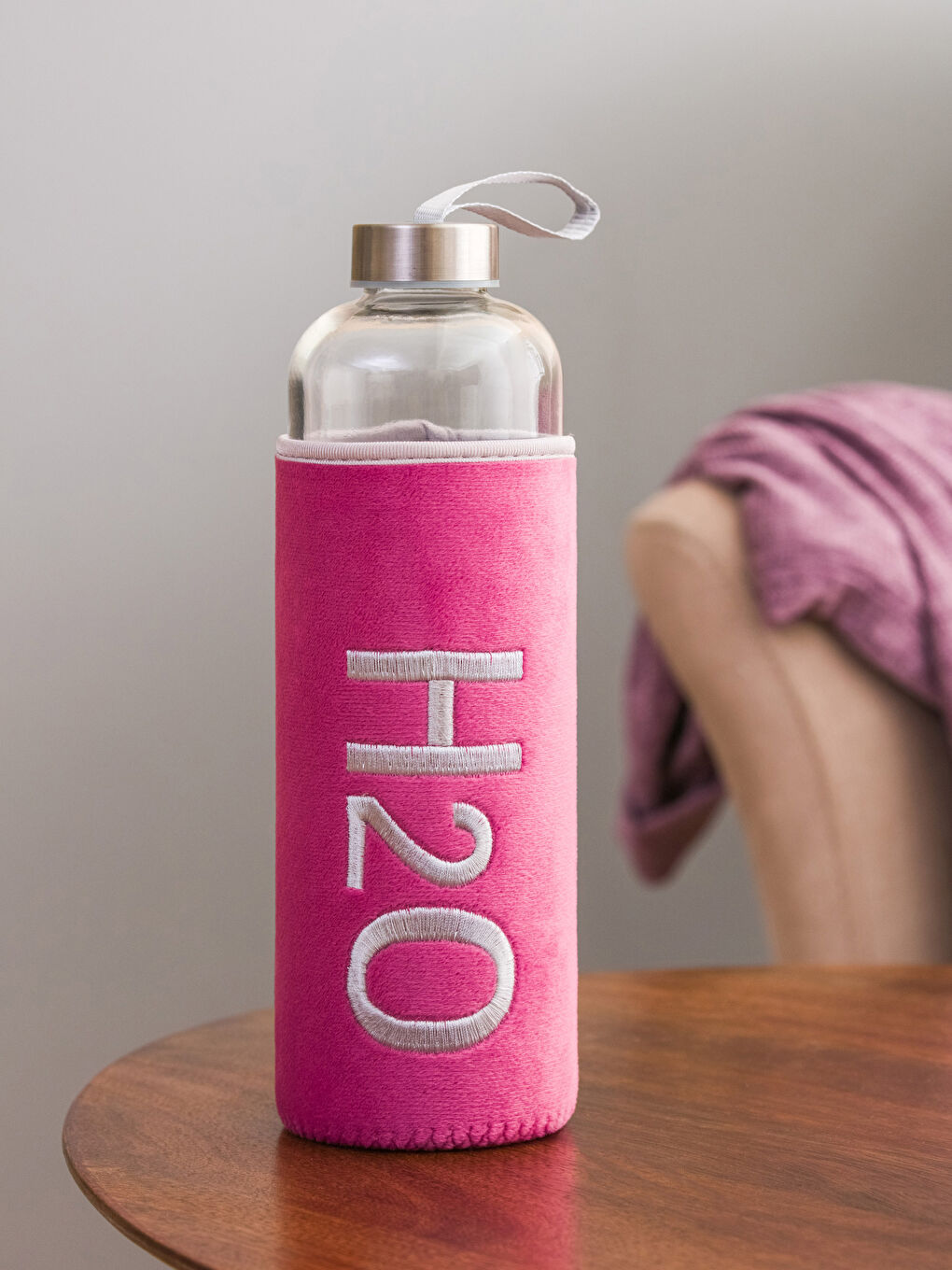 Pembe Kılıflı Cam Matara 1000 ml