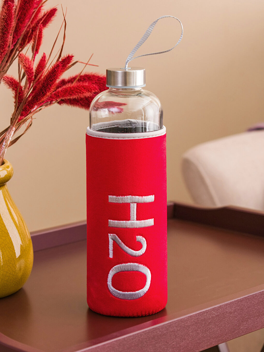 Turuncu Kılıflı Cam Matara 1000 ml