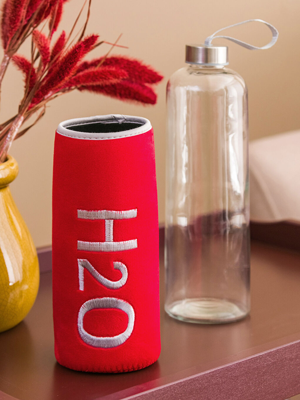 Turuncu Kılıflı Cam Matara 1000 ml-1