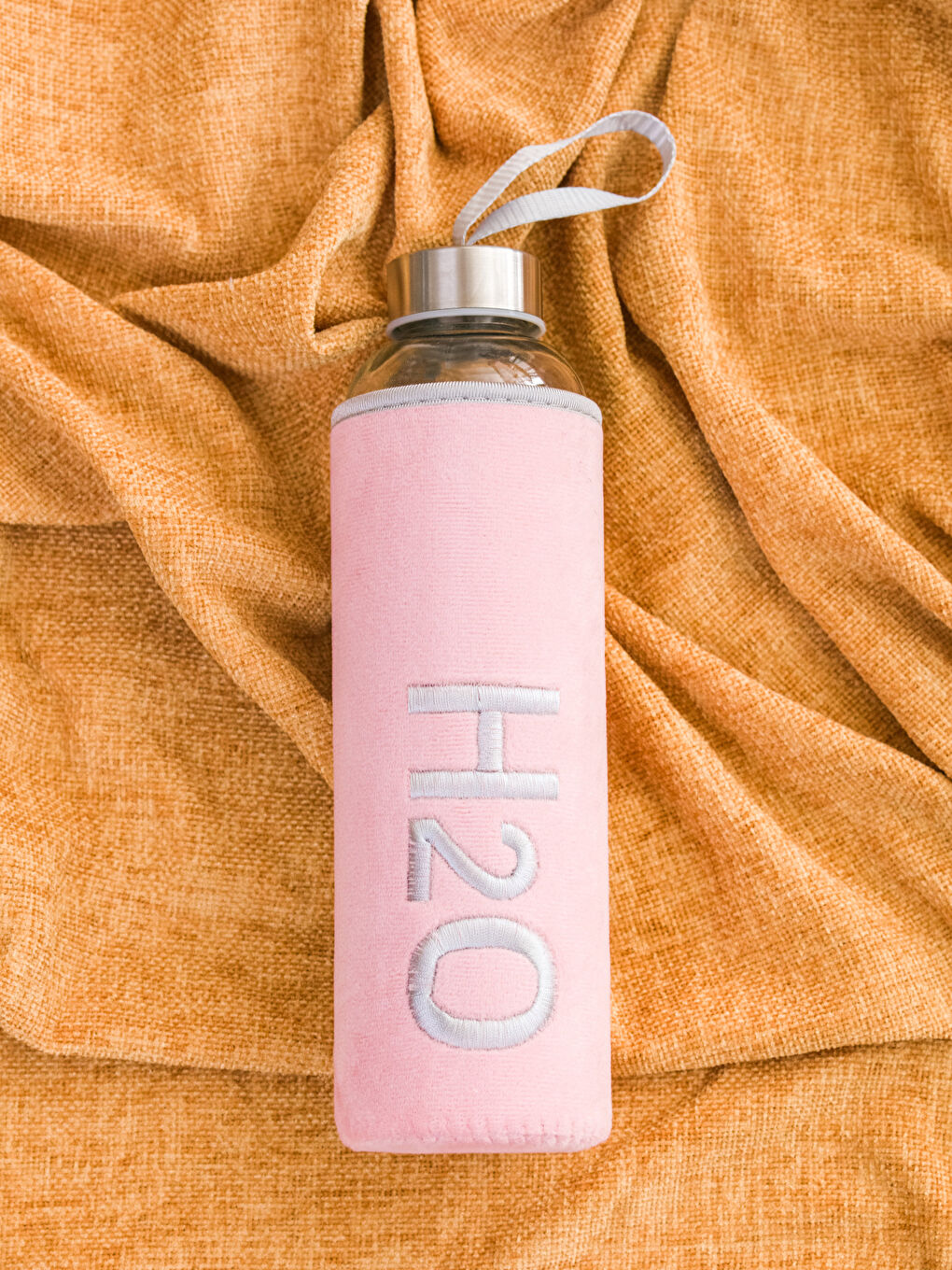 H2O Açık Pembe Kılıflı Cam Matara 600 Ml