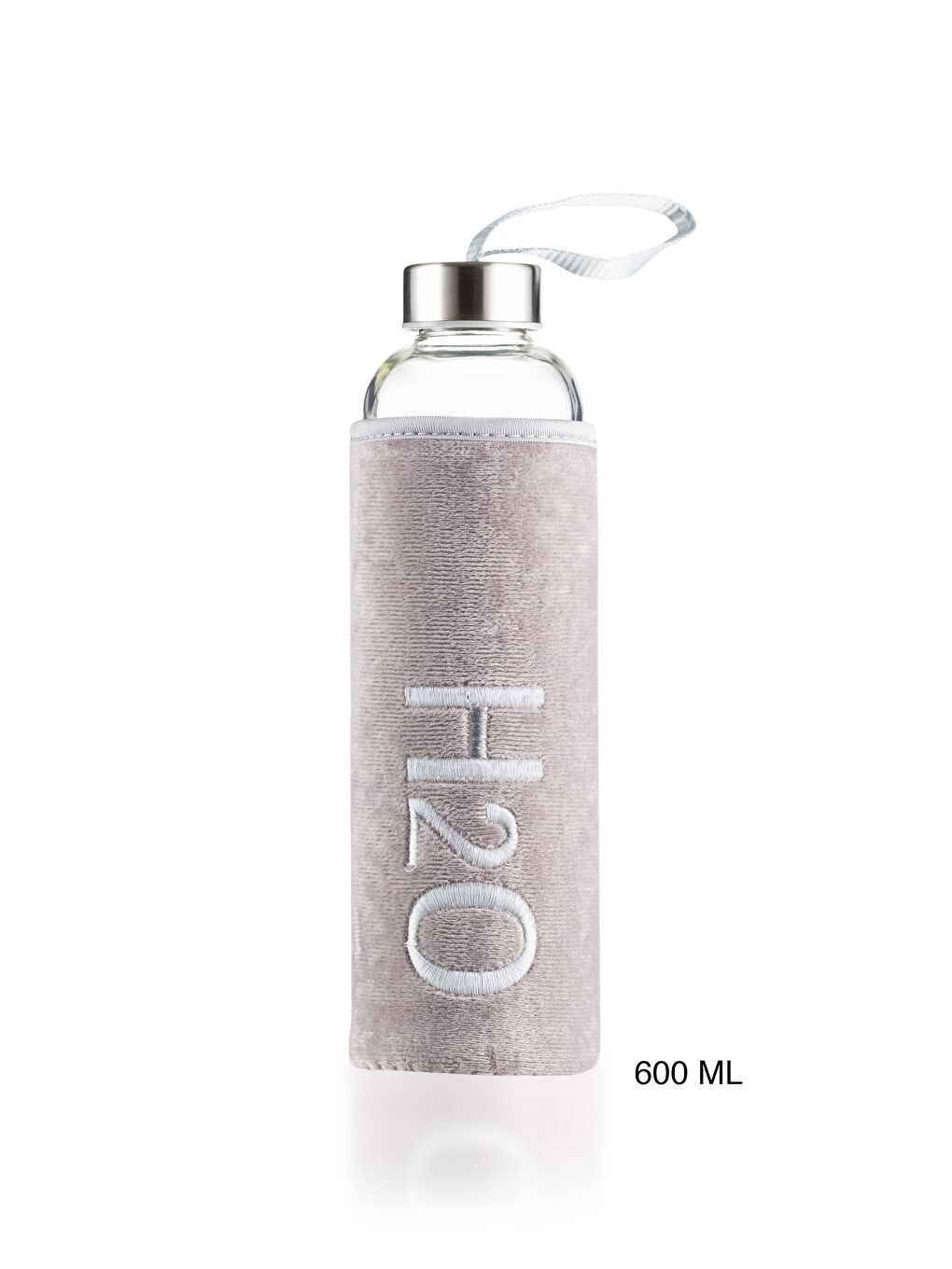 H2O Gri Kılıflı Cam Matara 600 Ml - 3