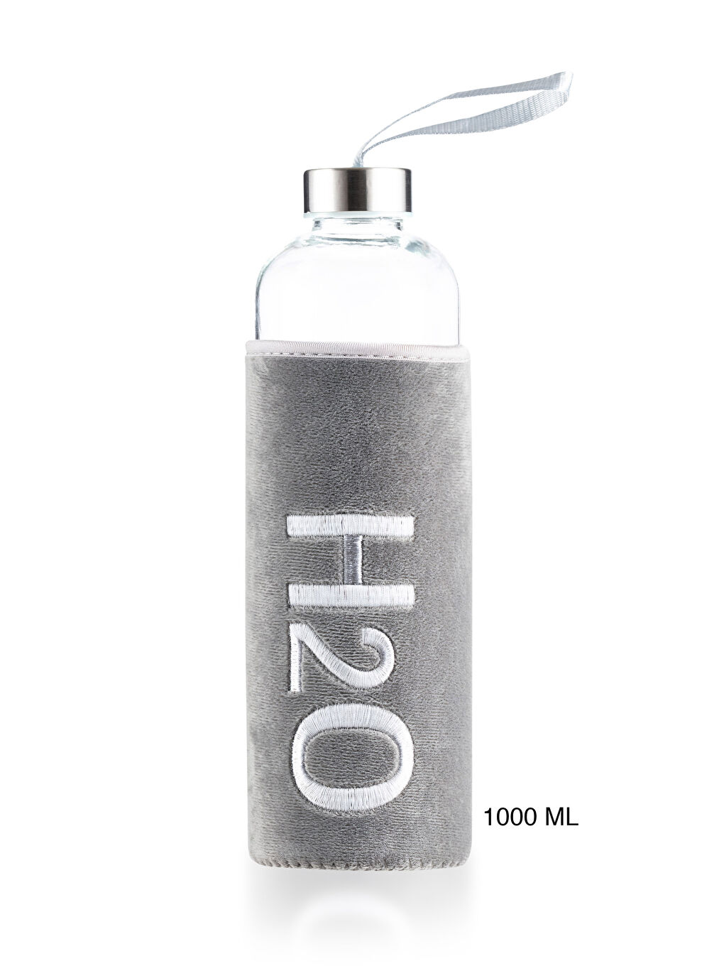 H2O Koyu Gri Kılıflı Cam Matara 600 Ml - 3