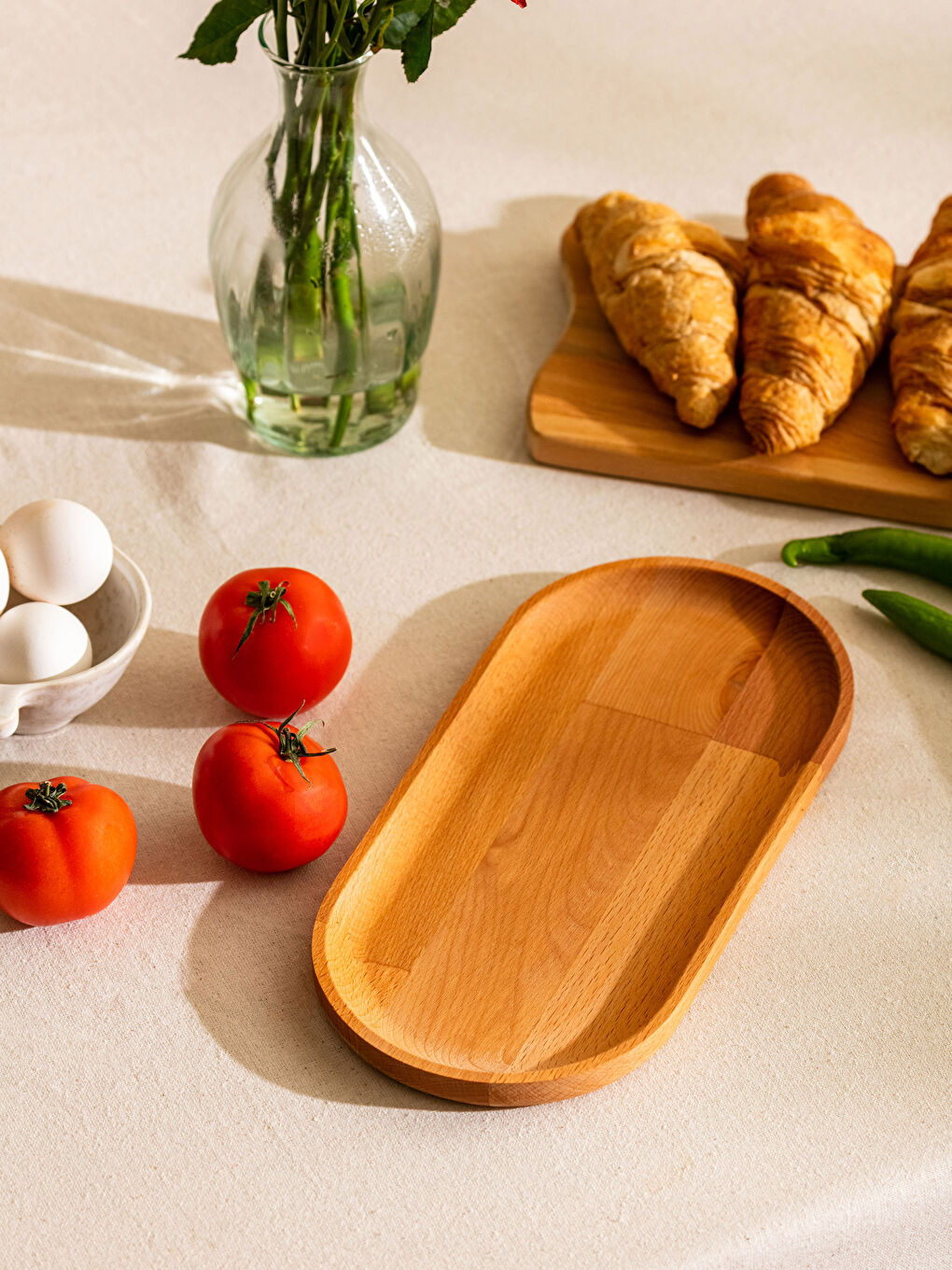 Kahverengi Ahşap Sunum Tabağı 15x31 cm-1