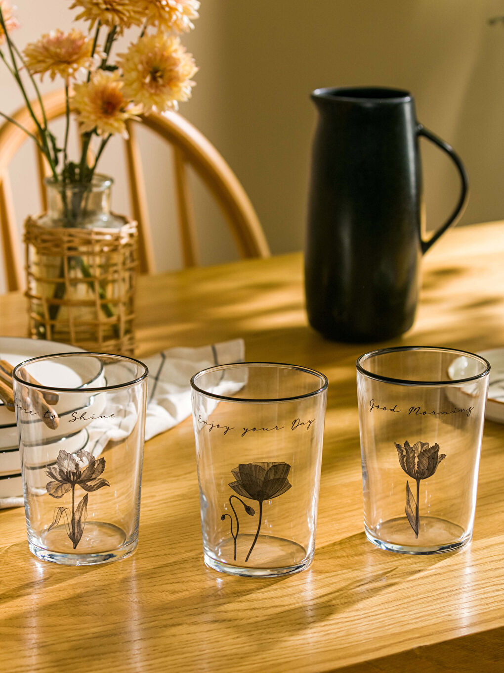 Printed Glass Tumbler Set 3-pack 510 ml-1