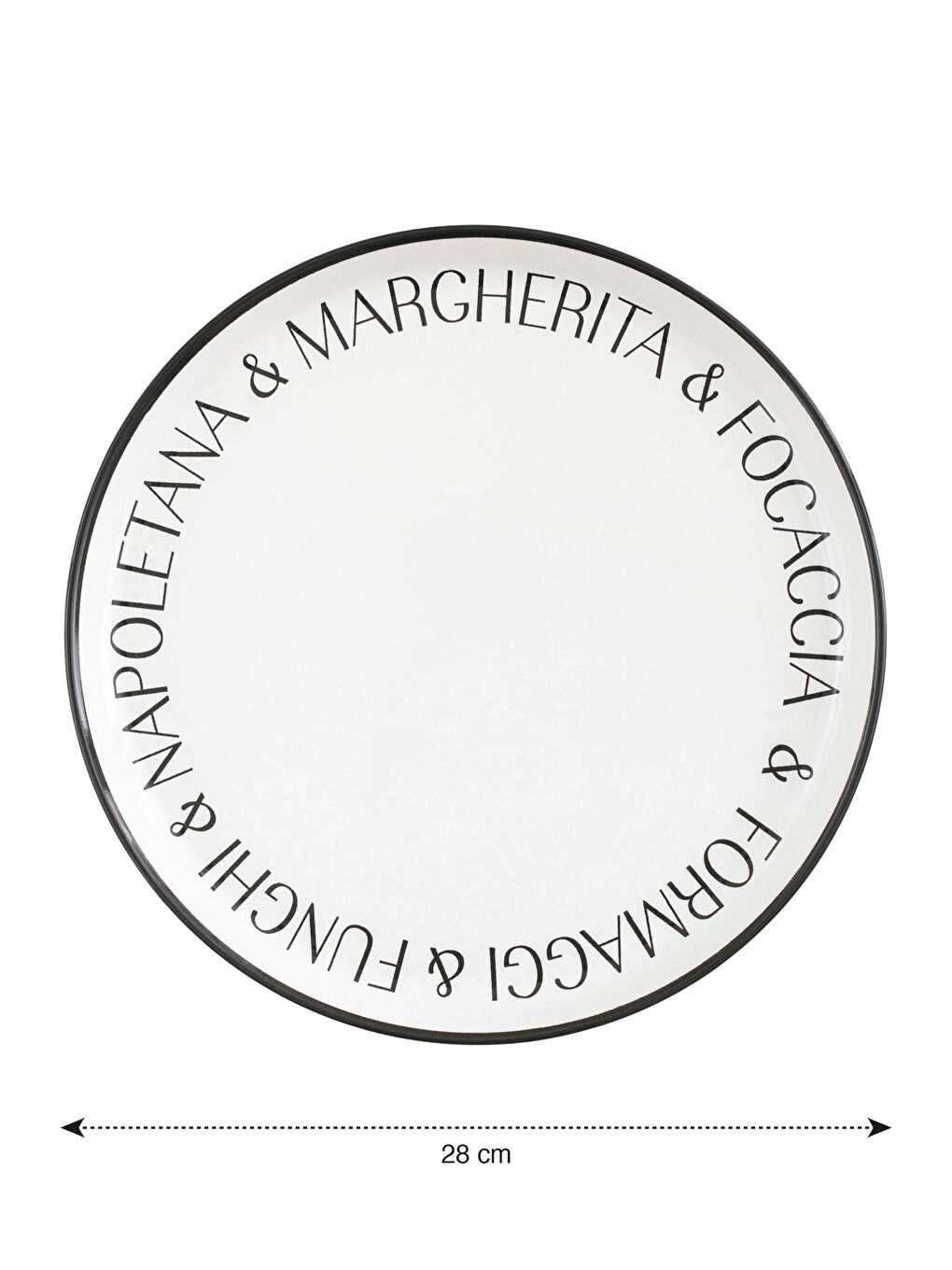 Siyah Yazı Baskılı Seramik Servis Tabağı 28 cm-3