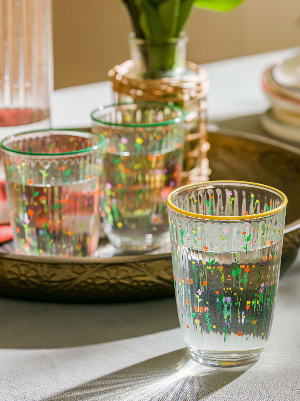 Стакан для безалкогольных напитков с принтом, комплект из 3-х штук - 395 мл