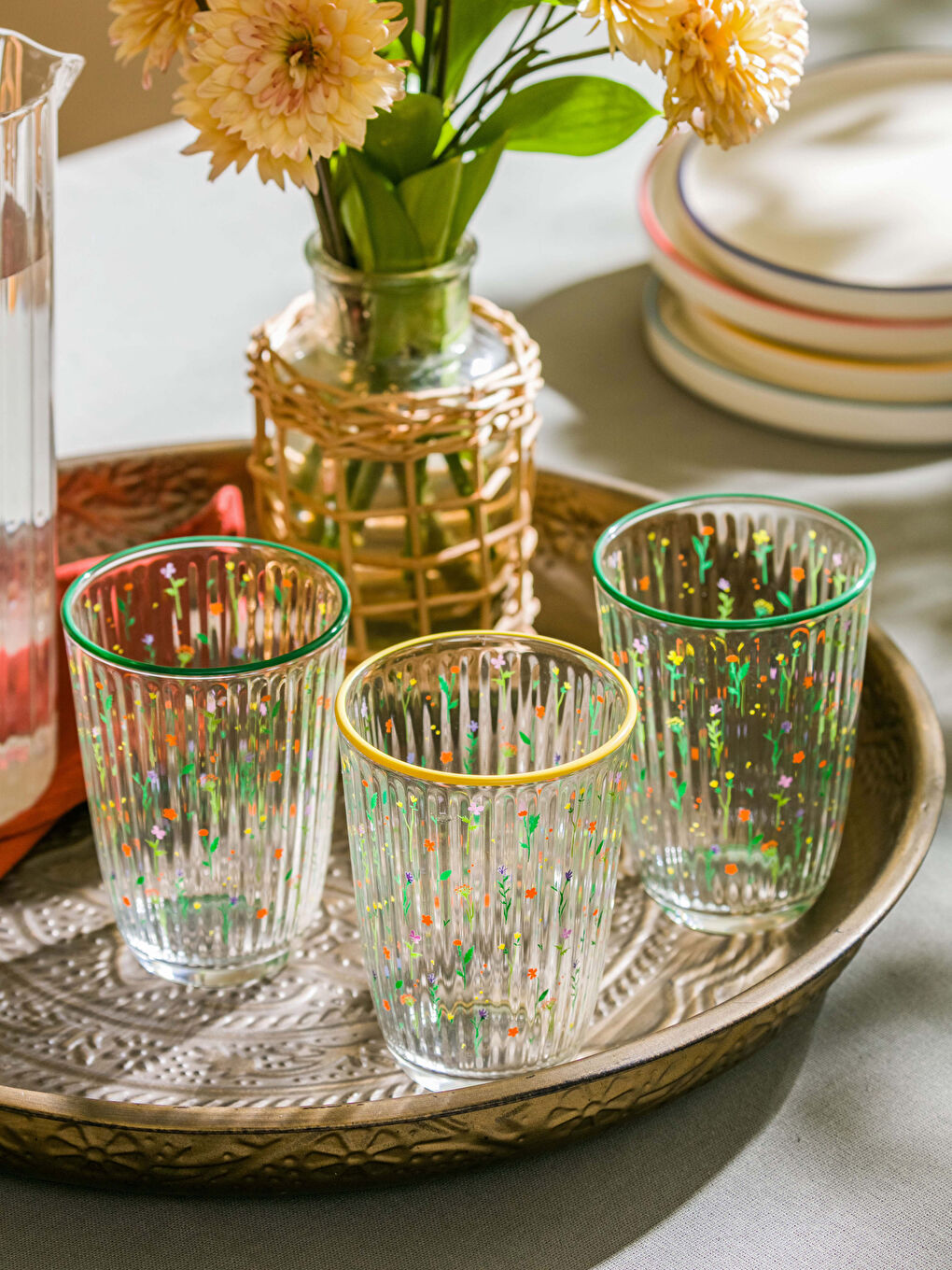 Стакан для безалкогольных напитков с принтом, комплект из 3-х штук - 395 мл-2