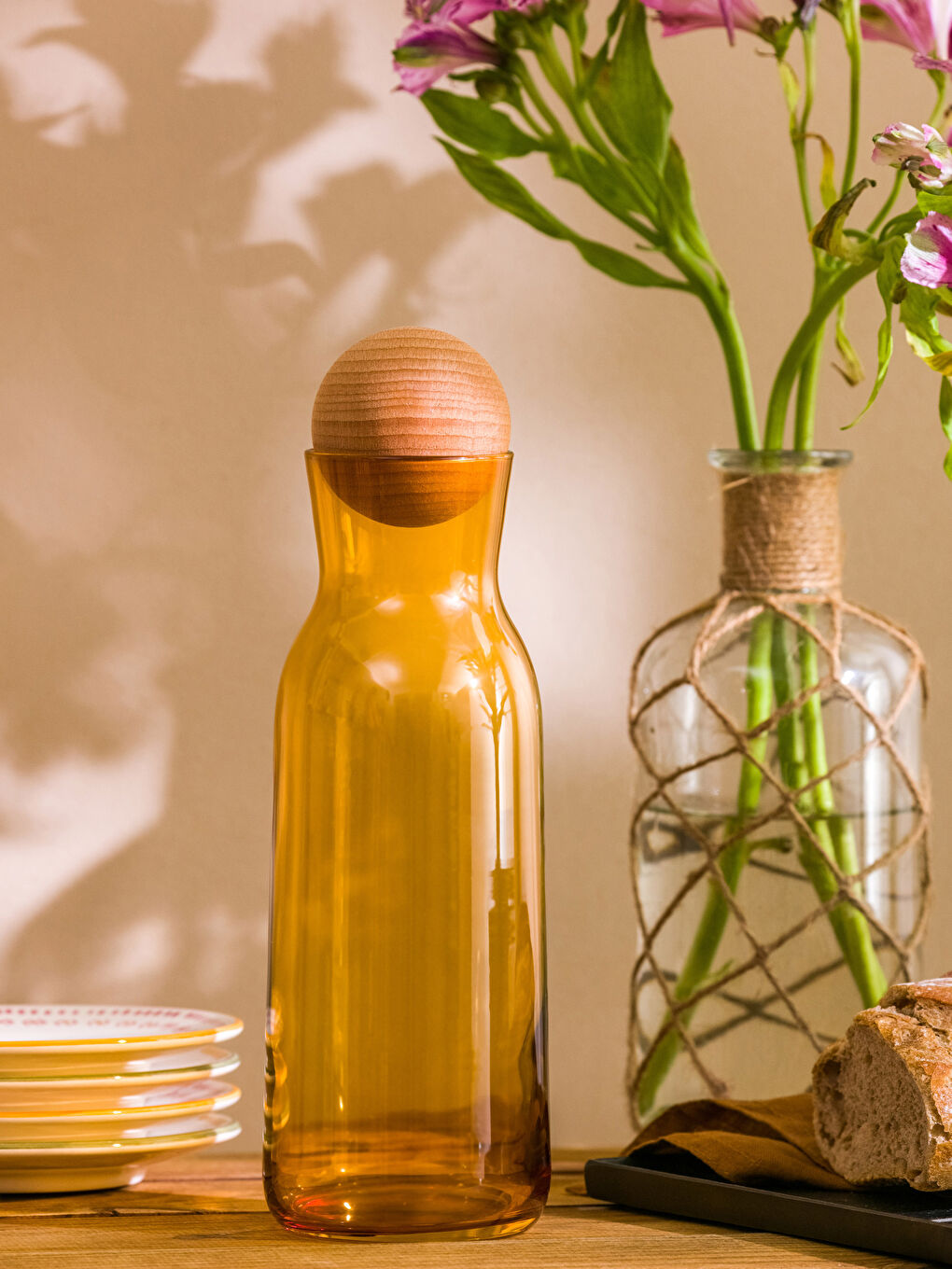 إبريق زجاج بغطاء فلين خشب 1200 مل-1