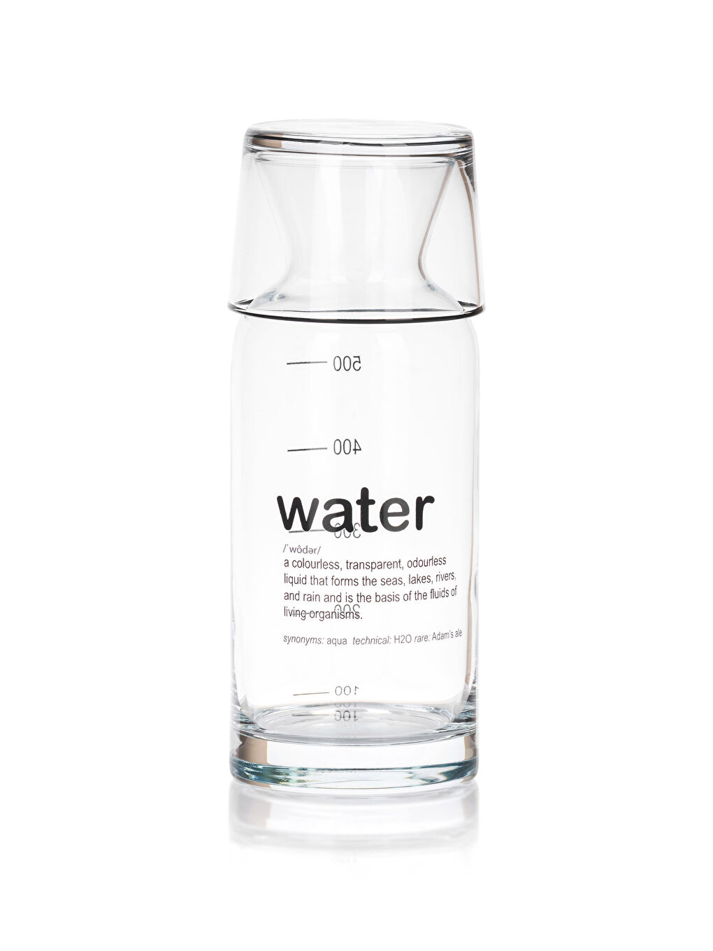 Siyah Baskılı Bardak Kapaklı Cam Sürahi 700 ml-5