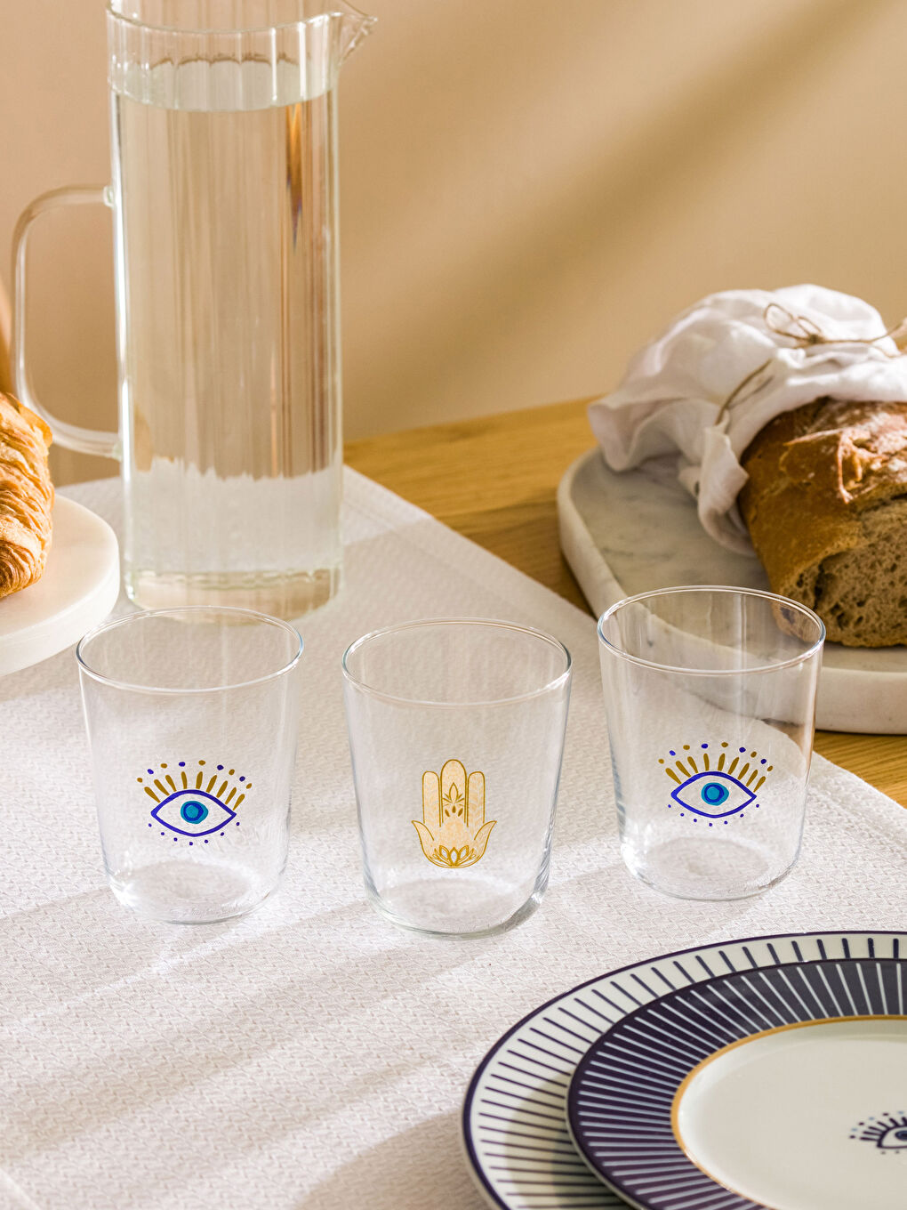 Pahar din Sticlă Imprimat cu Ochi 3 Bucăți 315 Ml-1