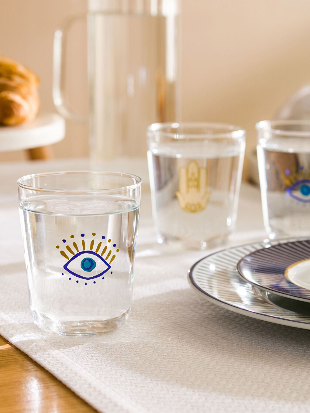 Pahar din Sticlă Imprimat cu Ochi 3 Bucăți 315 Ml-2