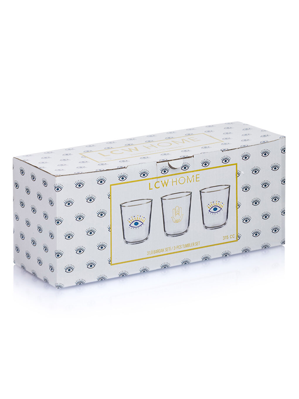 Pahar din Sticlă Imprimat cu Ochi 3 Bucăți 315 Ml-3