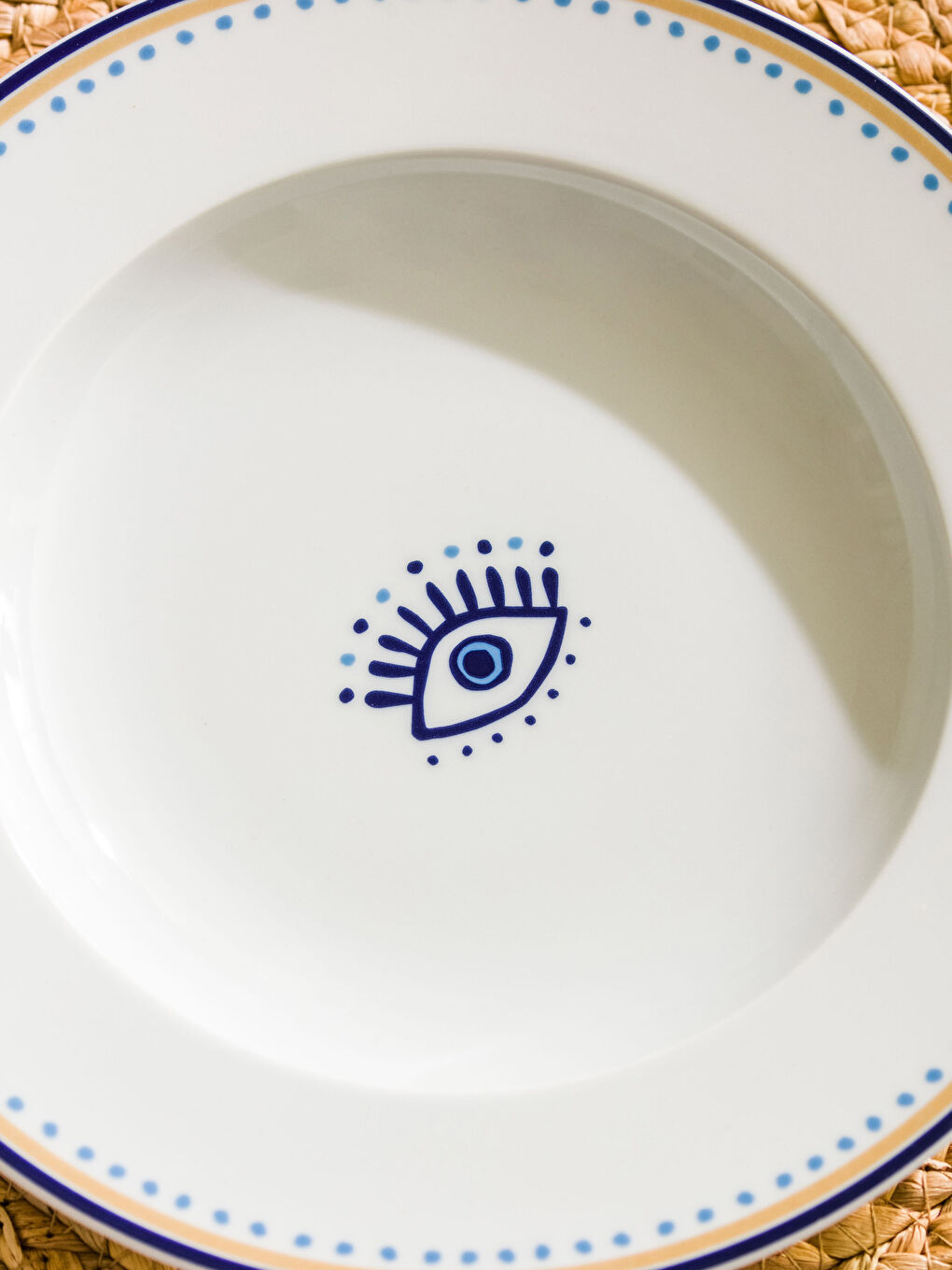 LCW HOME Σετ 4 Βαθιά Πιάτα Πορσελάνης με Εκτύπωση Ματιού -S3G514Z8-F9C