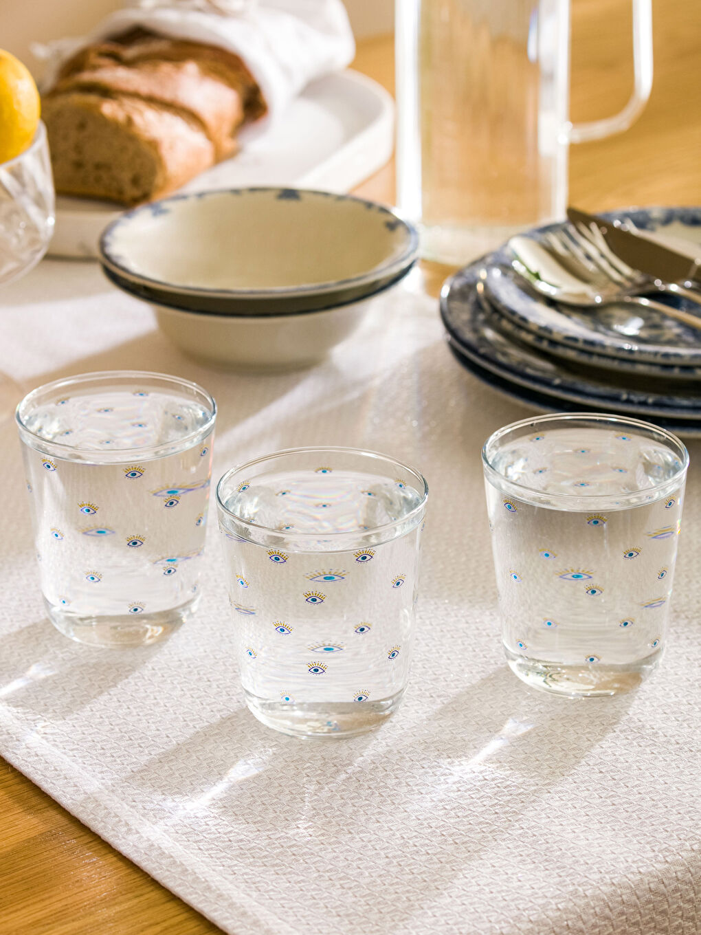 Pahar din Sticlă Imprimat cu Ochi 3 Bucăți 315 Ml-1