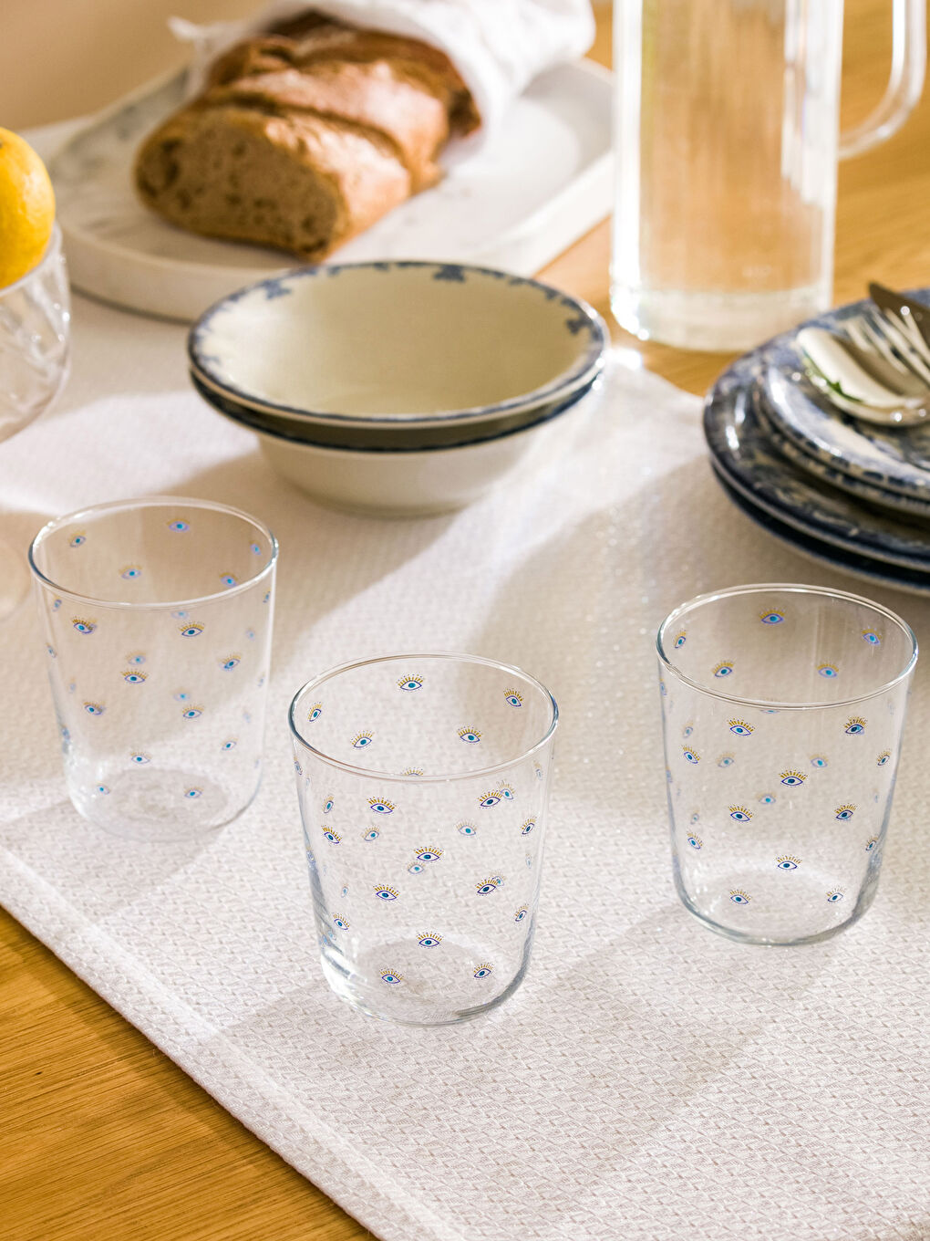 Pahar din Sticlă Imprimat cu Ochi 3 Bucăți 315 Ml-2