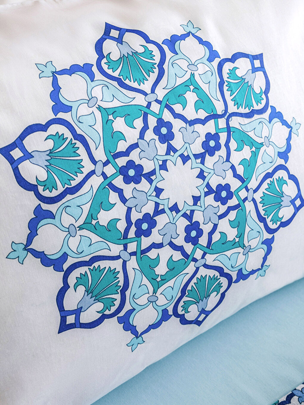 Mavi Desenli Pamuklu Çift Kişilik Pike Takımı-3