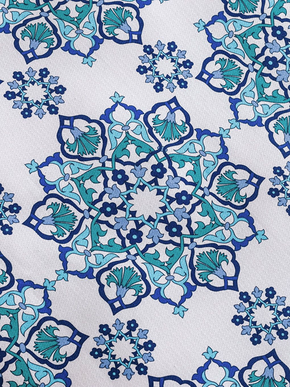 Mavi Desenli Pamuklu Çift Kişilik Pike Takımı-5