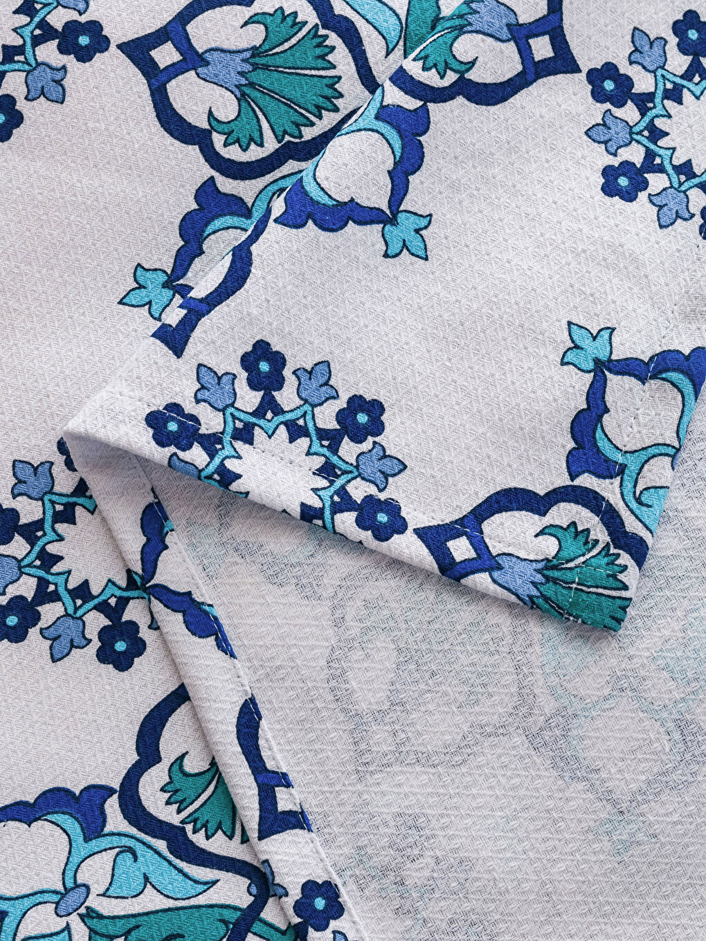 Mavi Desenli Pamuklu Çift Kişilik Pike Takımı-6