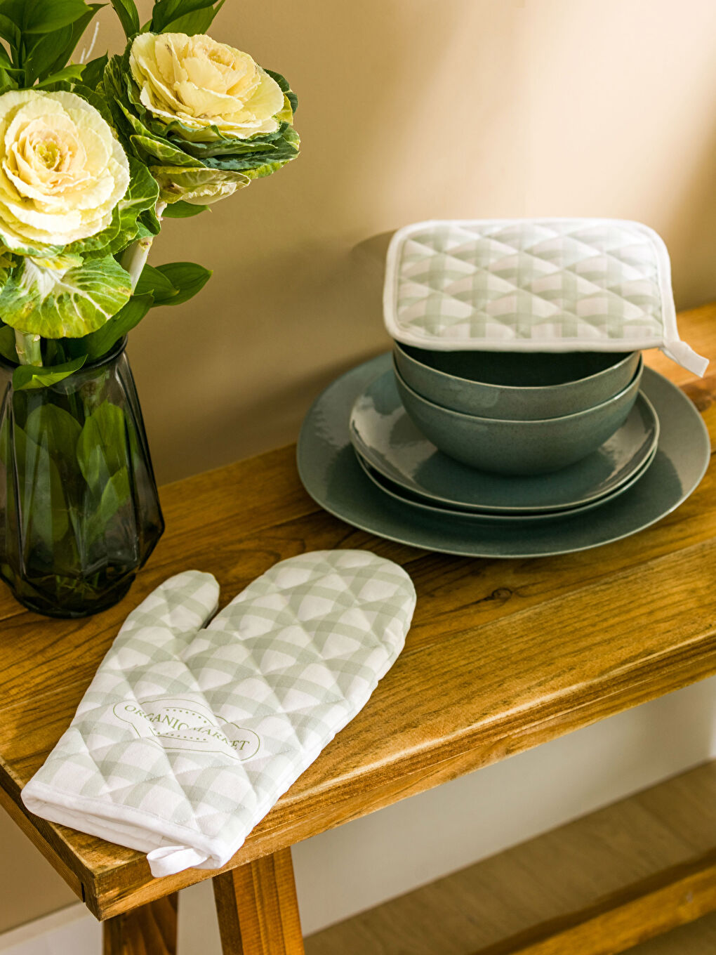 Karışık Yazı Baskılı Fırın Eldiveni ve Tutaç-1