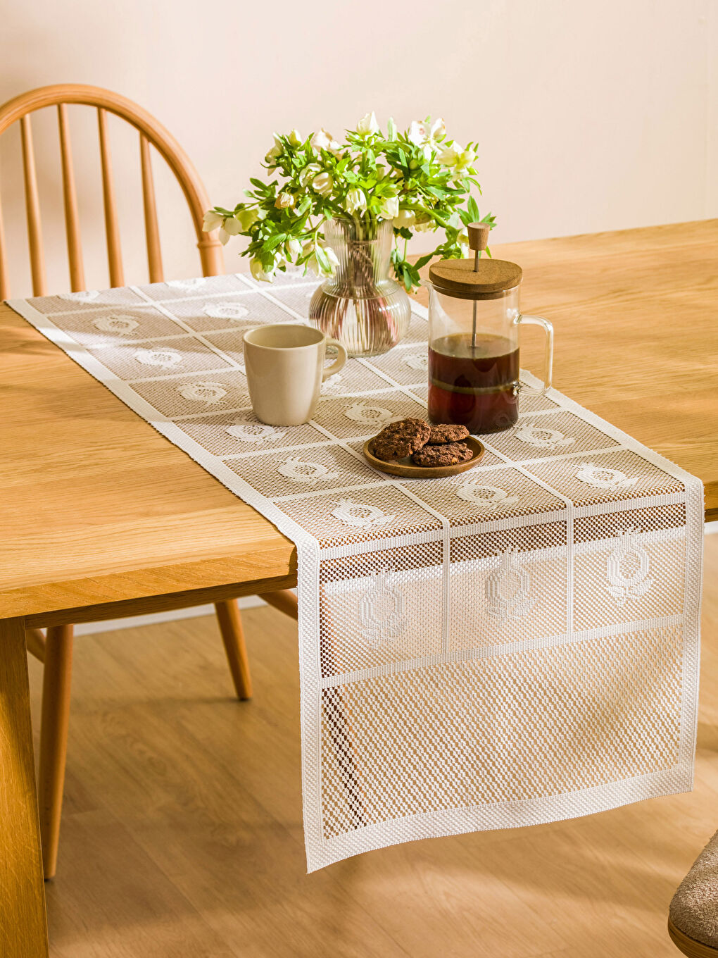 Lace Embroidered Runner 45x150 Cm -S3G883Z8-S3R