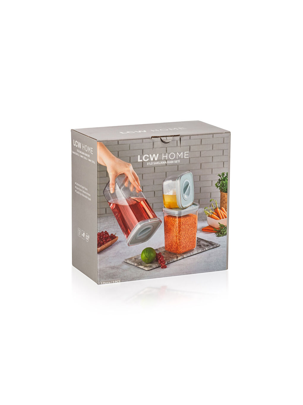 Gri Kapaklı Saklama Kabı 3'lü-4