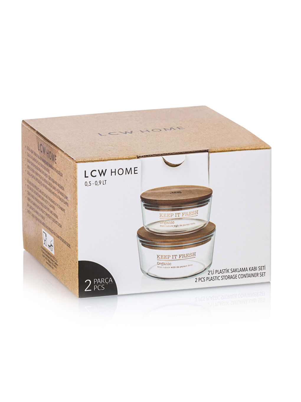 Renksiz Ahşap Kapaklı Saklama Kabı 2'li-3