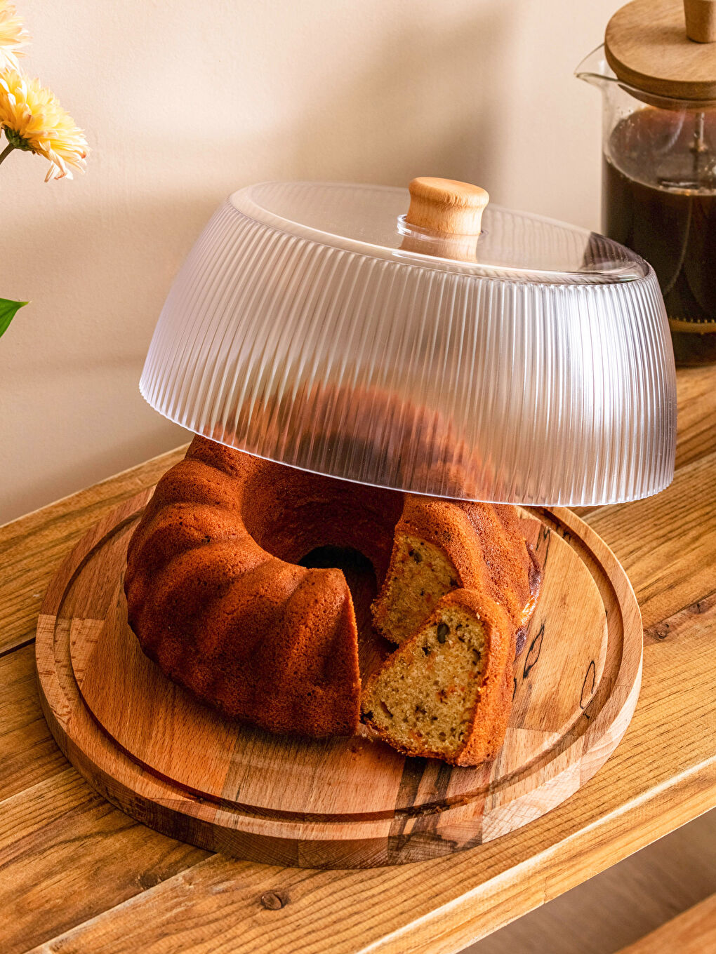 Renksiz Kapaklı Kek Fanusu 29 cm