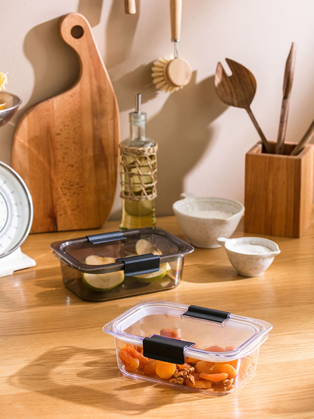 Antrasit Kapaklı Saklama Kabı 2'li