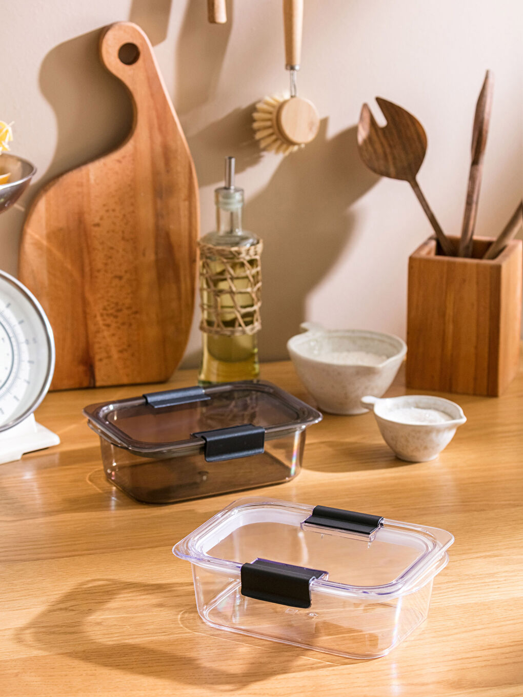 Antrasit Kapaklı Saklama Kabı 2'li-1