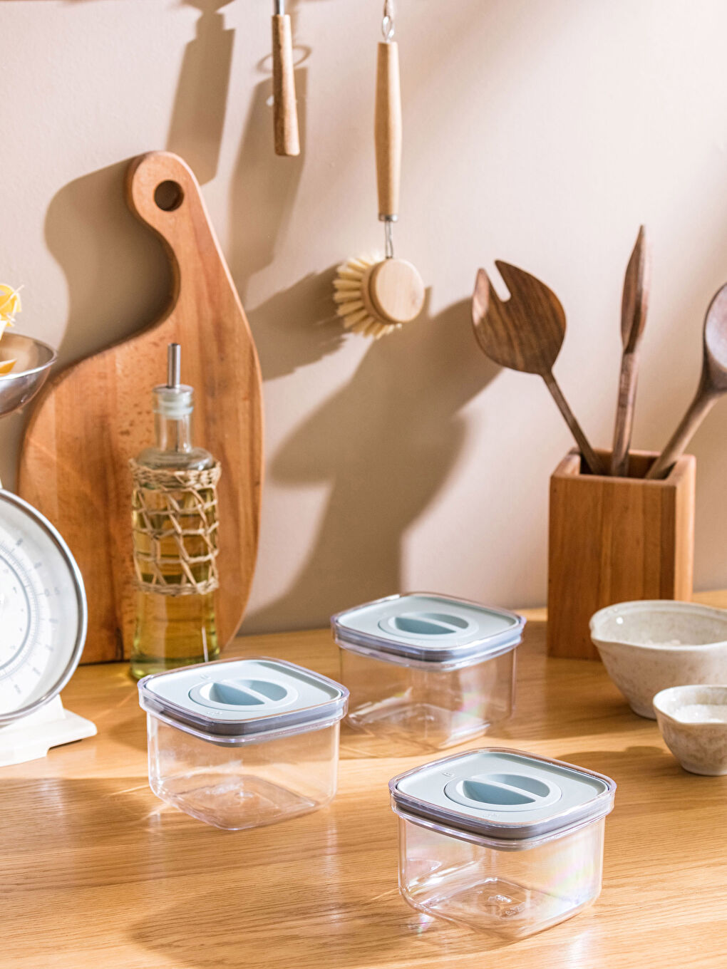 Gri Plastik Saklama Kabı 3'lü 500 ml-1