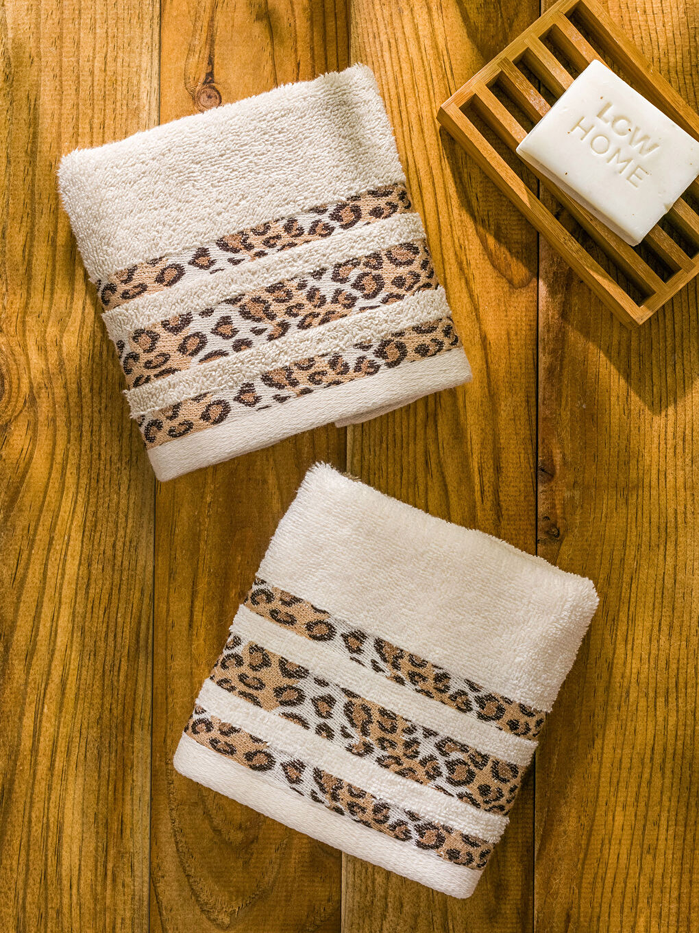 Leopard Embroidered Hand Towel 2 Pack 30x50 Cm-2