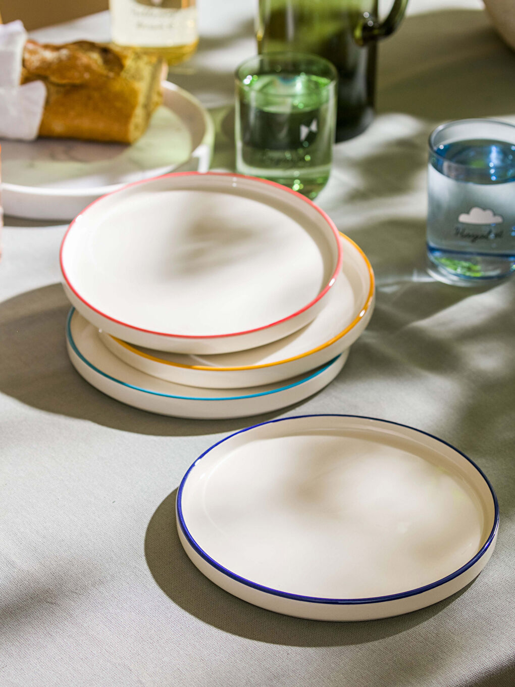 Karışık Seramik Pasta Tabağı Seti 4'lü 20 cm