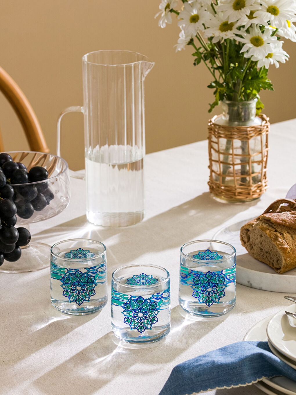LCW HOME Printed Glass Cup Set of 3 260 Ml -S3GB00Z8-LQQ