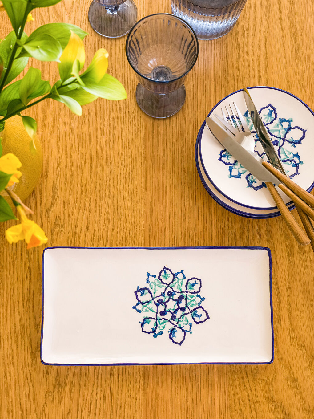 Printed Ceramic Serving Tray 29x15 cm-1