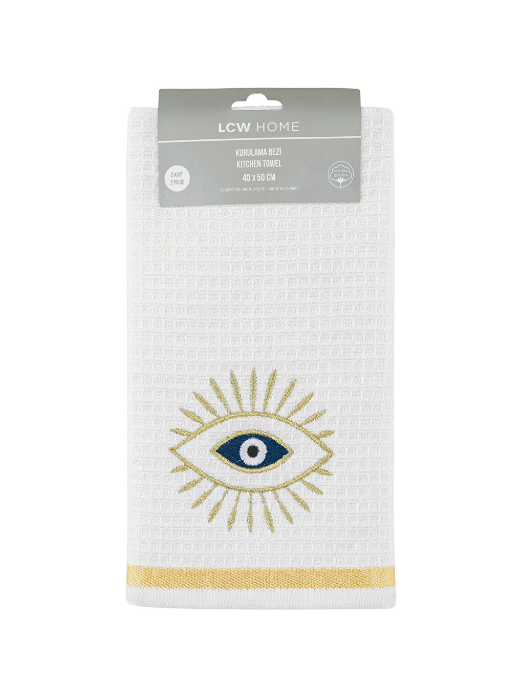 منشفة شاي مطرزة بالعين - مجموعتين 40x50 سم-3