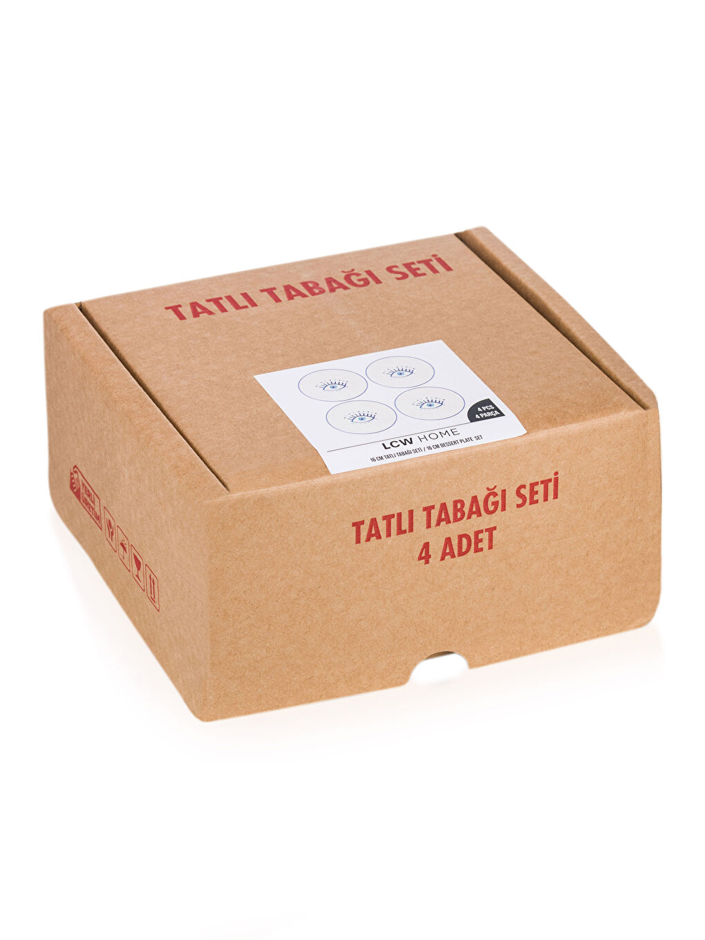 Mavi Göz Baskılı Seramik Pasta Tabağı Seti 4'lü-4